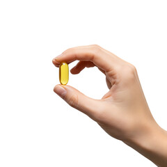 Hand Holding Yellow Omega 3 Capsule