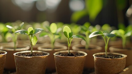 Cultivating young plants greenhouse photography bright environment close-up growth and sustainability