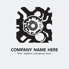 Gear illustration for logo company black and white vector image
