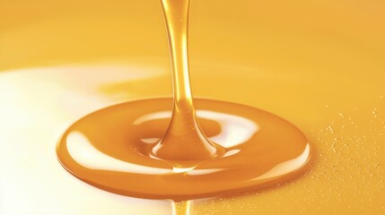 Pouring golden honey kitchen table food photography bright environment close-up view rich flavor concept