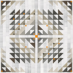 Navajo pattern.Triangle pattern.Zigzag shape on light background.Geometric shape.Square shape.Square repeat.DIgital design.Illustration.Seamless.Design for Rug.Blanket.Carpet.Printing and Knitting