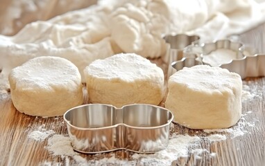 Fototapeta premium Homemade Biscuits Dough Ready for Baking, Delicious Pastry Preparation