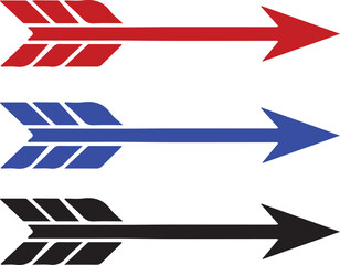 Fototapeta premium simple red blue black curved arrow pointing to the right