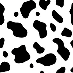 Fototapeta premium Black and white Dalmatian spots seamless pattern with bold oversized shapes