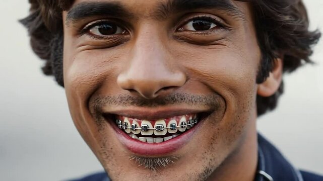 Young man with braces.