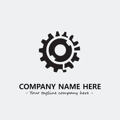 Gear illustration for logo company black and white vector image
