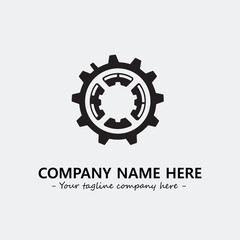 Gear illustration for logo company black and white vector image
