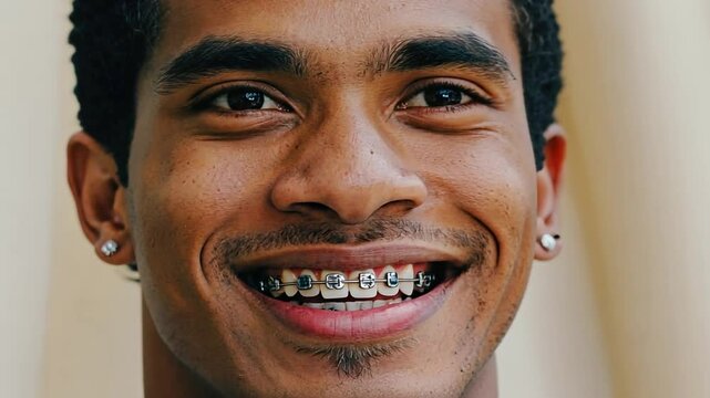 Young man with braces.