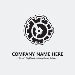 Gear illustration for logo company black and white vector image
