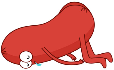 A cheerful sausage cartoon with funny gestures