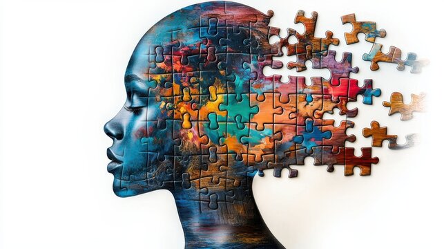 Puzzle Pieces Forming a Human Head   Creative Thinking and Problem Solving Concept  Visualization of the process of finding solutions gaining insights and expanding cognitive potential