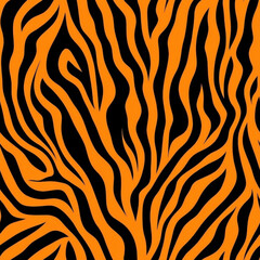 Bold tiger stripe pattern with vibrant orange and black tones, creating striking design