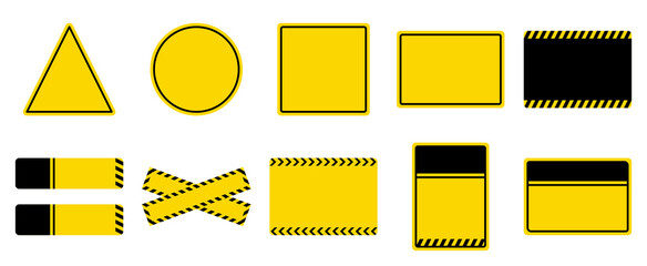 A Collection of Yellow and Black Warning Signs Representing Safety and Hazard Awareness