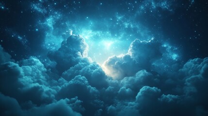 Fototapeta premium Abstract Blue Nebula, Soft Focus And Ethereal, Concept Of Digital Streaming Or Celestial Dream