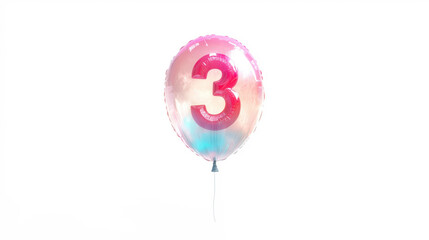 Celebratory 3rd Birthday Pink Helium Balloon for Anniversaries and Party Decorations