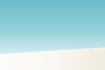 The corner of the white podium with bright blue sky, Blank white product studio background, stage, podium for presentation vector illustration design for display cosmetic or beauty product