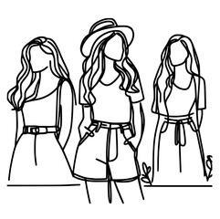 Abstract and elegant hand-drawn vector of curvy women.