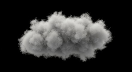 Gray cloud graphic isolated on black.