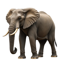 Fototapeta premium Close up, African elephant isolated on white background