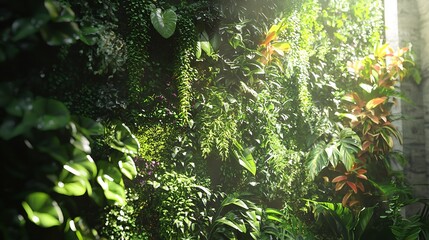 Vertical gardening in a home. of a green wall