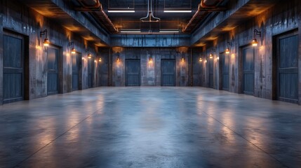 Fototapeta premium Industrial Style Empty Basement Space with Bare Concrete Floor