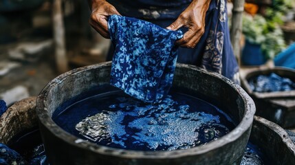 Indigo dyed fabric, traditional process