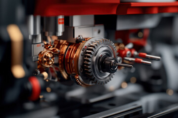 Naklejka premium Intricate Industrial Machinery Close-Up 