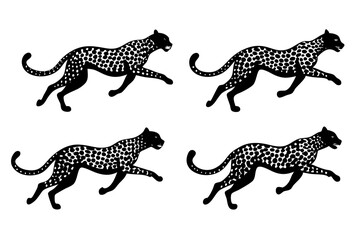 set of Cheetah silhouette vector illustration