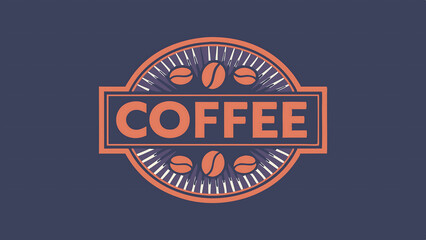 Obraz premium A classic coffee emblem design featuring a vintage-inspired circular badge with coffee beans and the word 