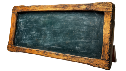 Vintage Chalkboard: A weathered chalkboard stands, its worn wooden frame hinting at stories untold, ready to receive new ideas.