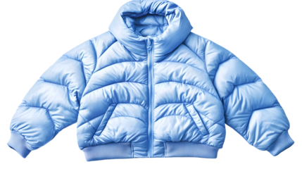Isolated Blue Puffer Jacket for Winter Season Apparel Clothing Style
