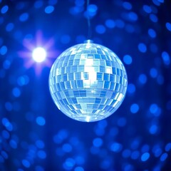 Obraz premium Shimmering Disco Ball in Blue Lights