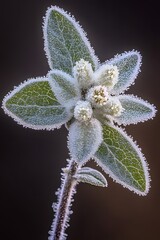 Frozen Flower Closeup Macro Photography Winter Frost Plant