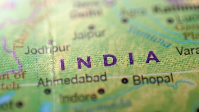 View of the India on a world map 4K