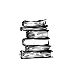 Fototapeta premium Stylish stack of hand-drawn books, perfect for education, literature, or library themes. This vector illustration enhances digital or print projects with a creative touch.