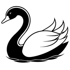 Obraz premium A vector silhouette of a swan gliding gracefully on water, 