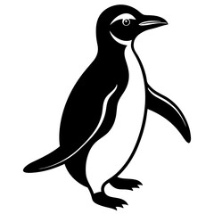 Naklejka premium A vector silhouette of a penguin waddling forward, its flippers slightly raised 