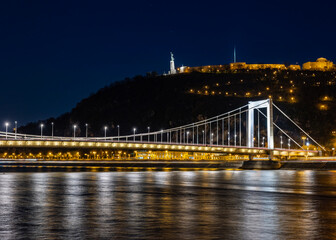 Obraz premium Budapest Bridges & Landmarks From The River Danube At Night