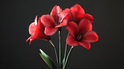 Elegant Coral Amaryllis Flowers on Dark Background