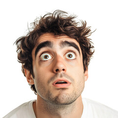 A Man with a Curious Expression Tilting His Head Isolated on Transparent Background