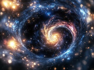 Obraz premium Majestic Black Hole Art: Swirling Nebula, Stardust, and Cosmic Brilliance for Science and Imagination