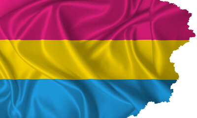 Pansexual Community flag vector with torn edges on a transparent background