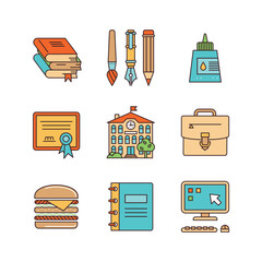 Vector minimal lineart flat education iconset