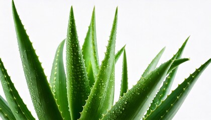 Fototapeta premium An aloe vera plant with water droplets, vibrant green colores, pure nature