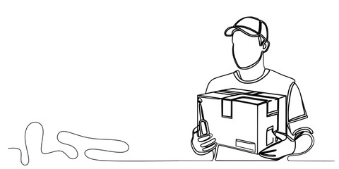 Delivery Worker Holding a Package Illustration
