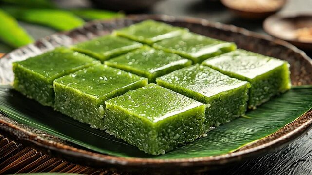 seri muka with pandan custard and glutinous rice video singapore cuisine