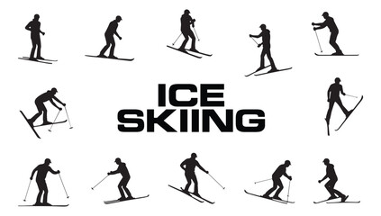 A silhouette of a skier in winter. Isolated modern design of a ski silhouette