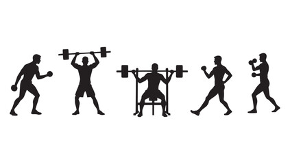 group of people silhouettes working out 