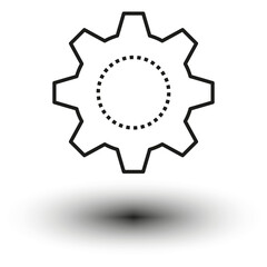 Gear icon. Simple cogwheel shape. Black outline vector. Mechanical element symbol.