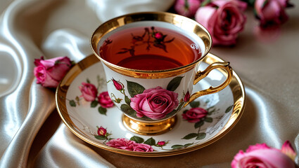 Fototapeta premium cup of tea with rose